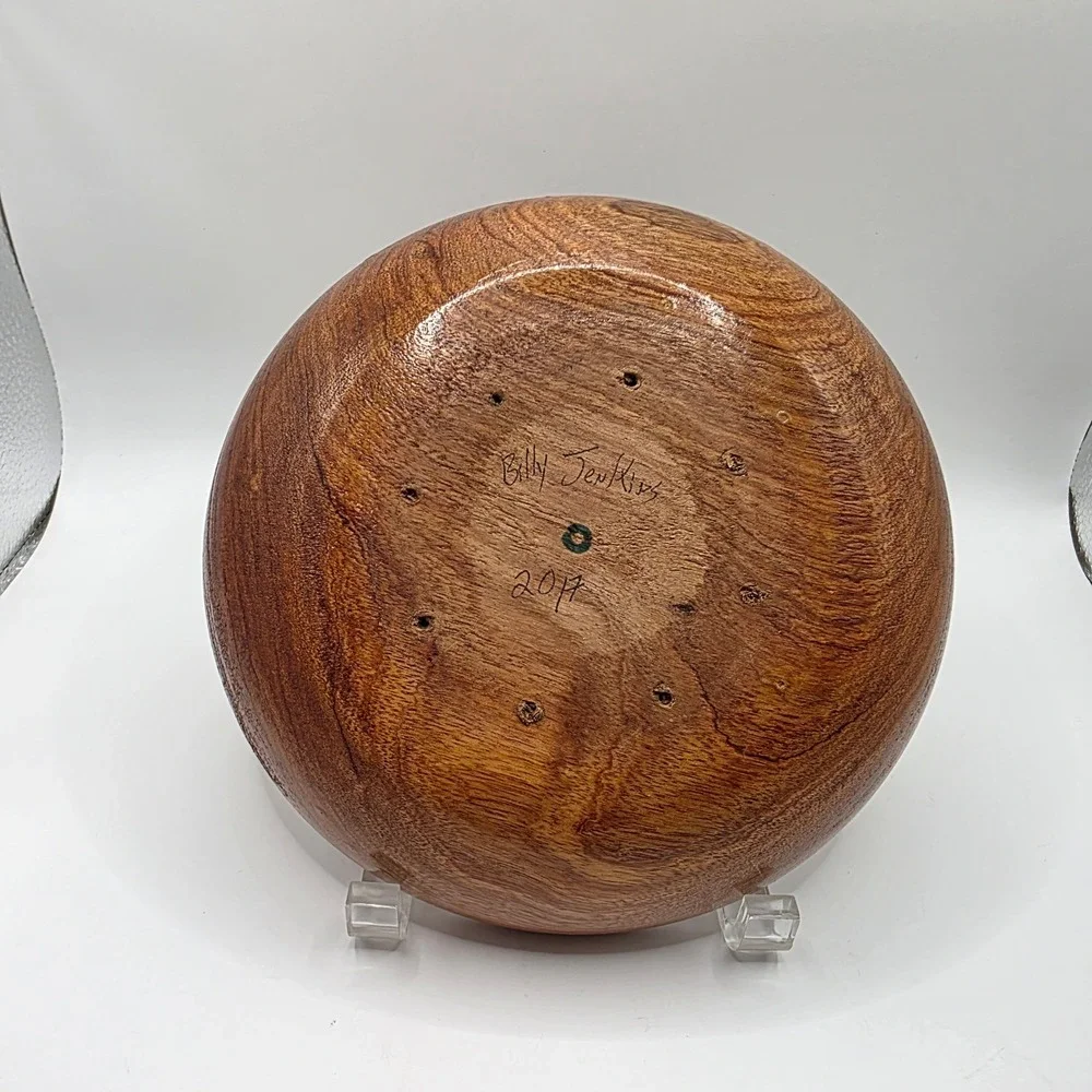 Billy Jenkins Hand Turned Wood Bowl 2017 Signed Artisan Studio USA 8 Inch